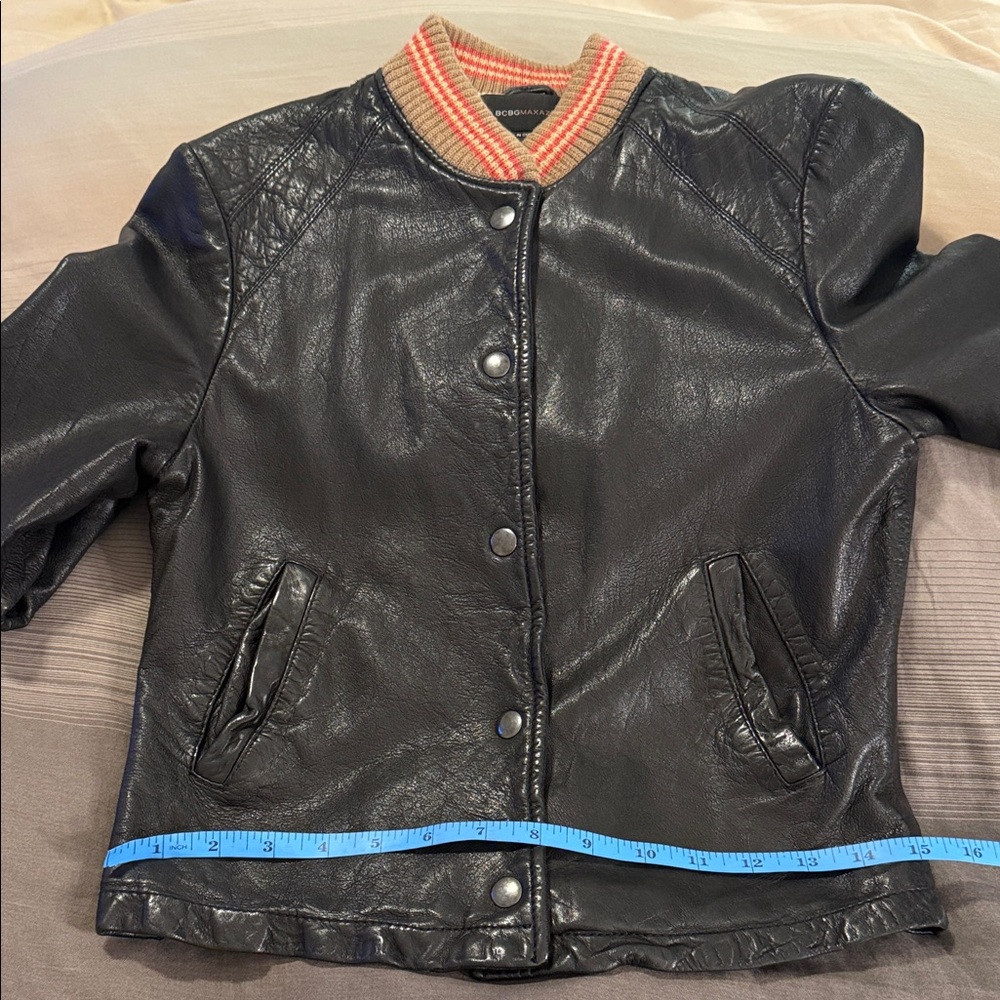 BCBGMaxAzria Black Bomber Leather Jacket - Picture 9 of 13